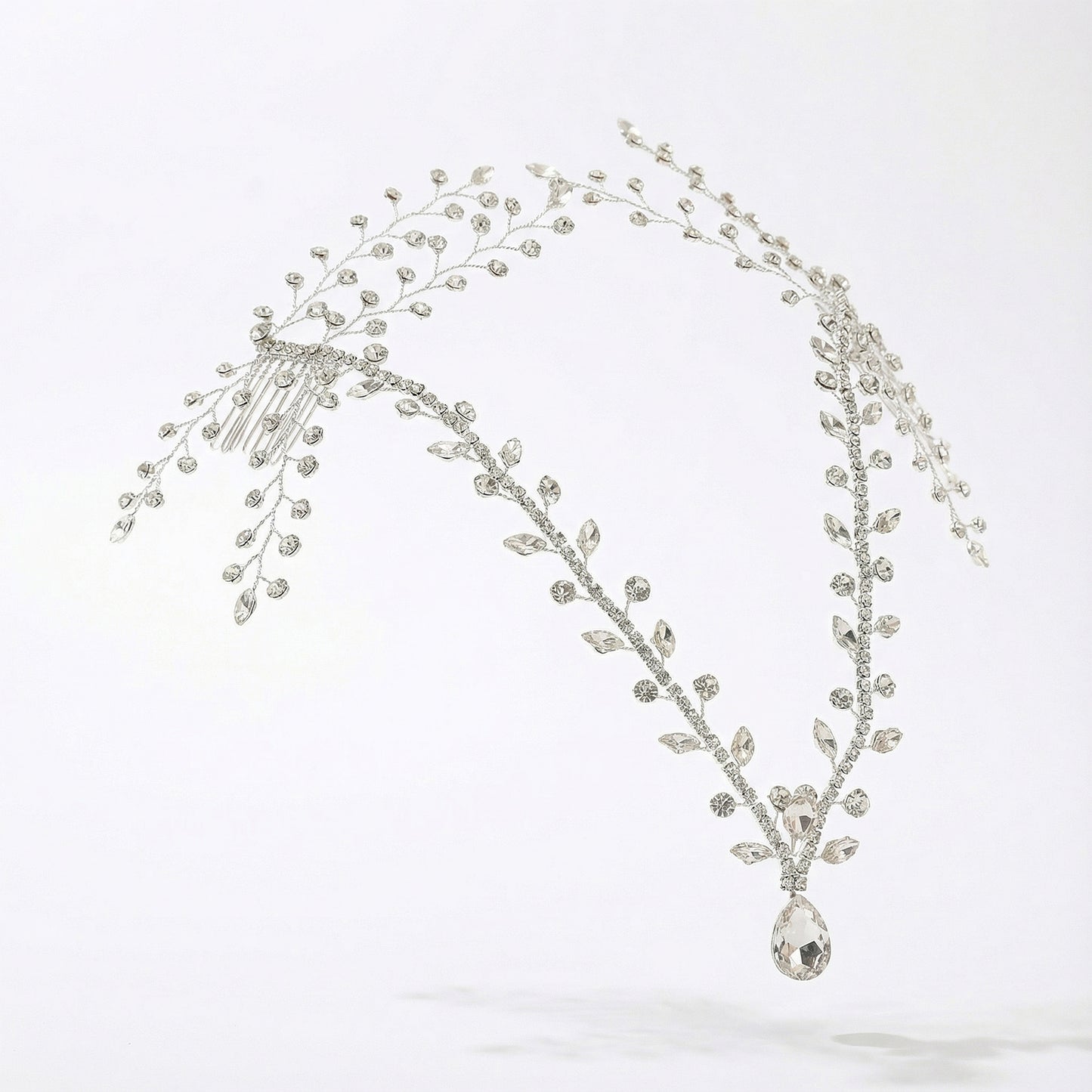 Bridella BHP466-S Silver Rhinestone & Pearl Tiara