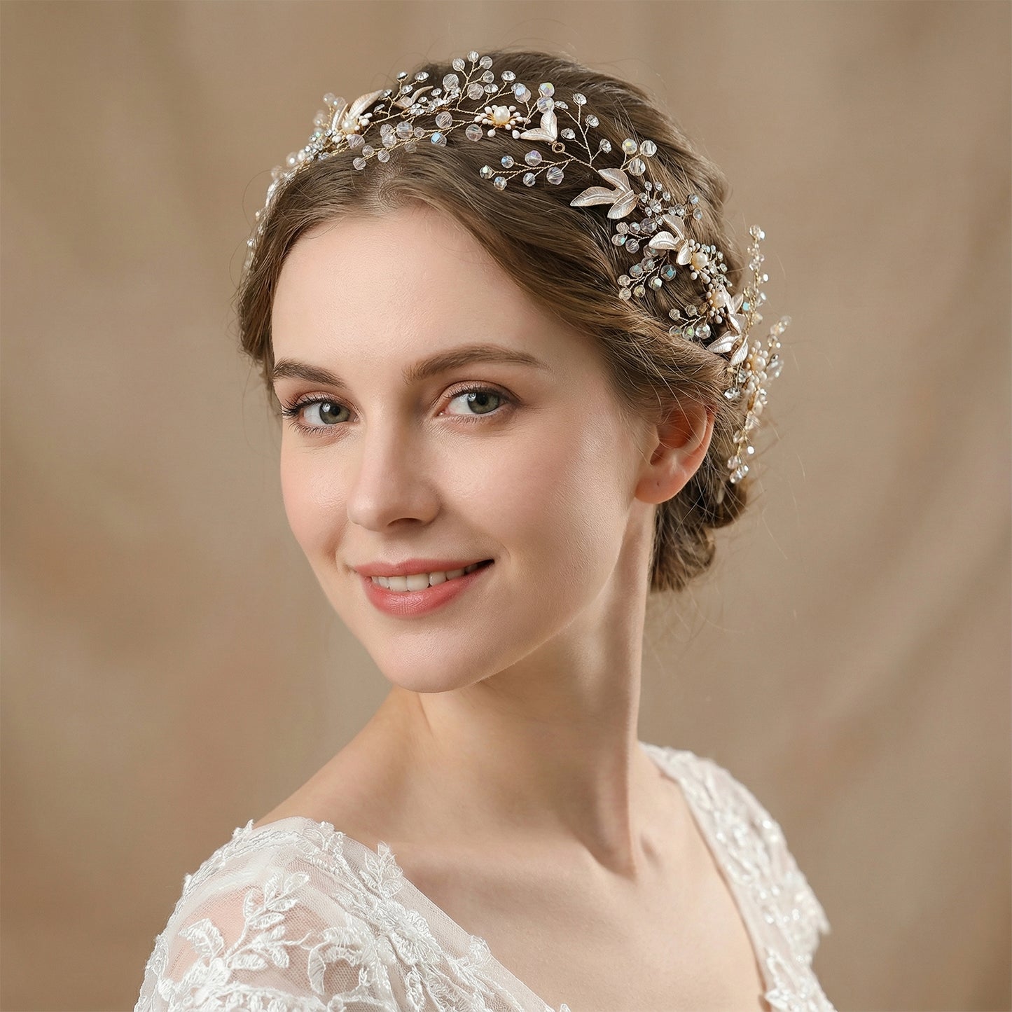 Bridella BHP294-headband Gold Rhinestone Headband