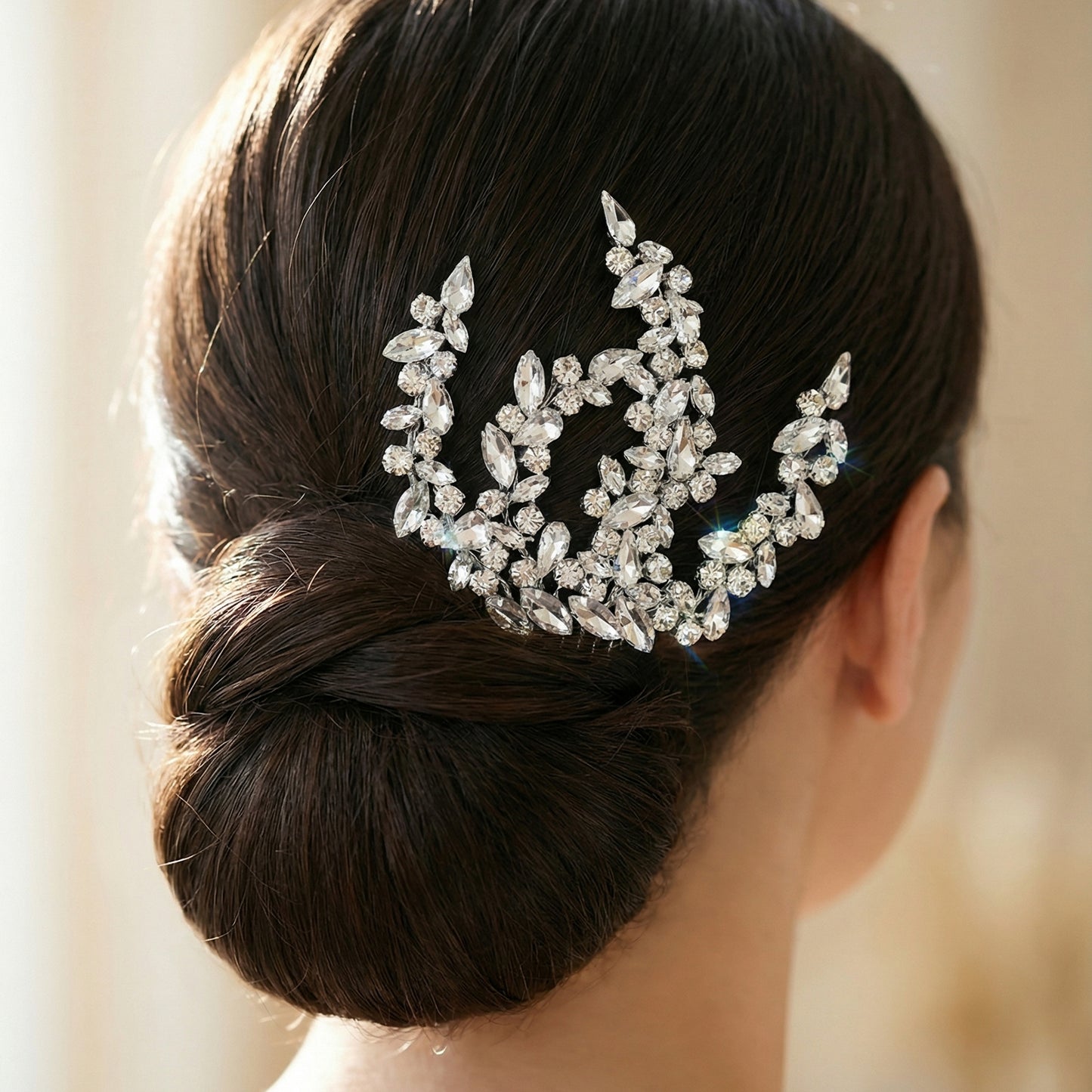 Bridella BHP489-S Silver Rhinestone Hair Comb