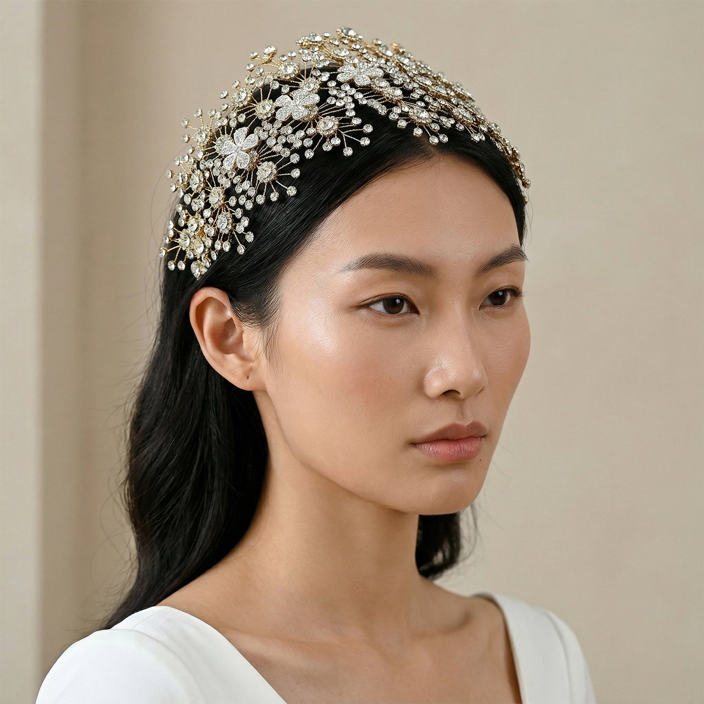 Bridella BHP240-G Gold Rhinestone Headband