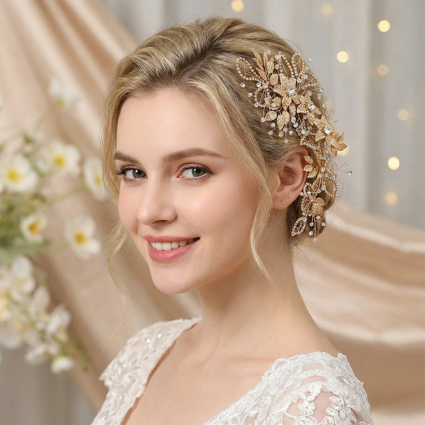 Bridella BHP282-G Gold Rhinestone Headband