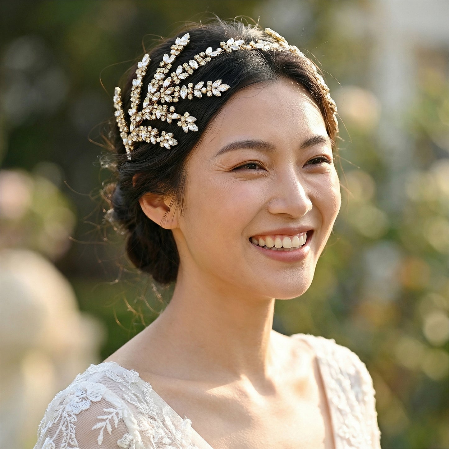 Bridella BHP425-G Gold Rhinestone Crown