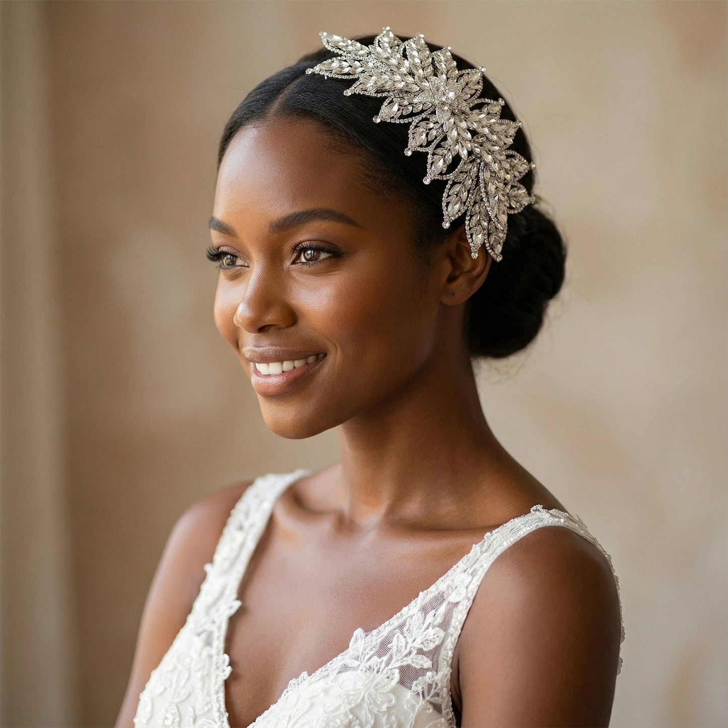 Silver Rhinestone Wedding Tiara for Bride - Bridella BHP413-S