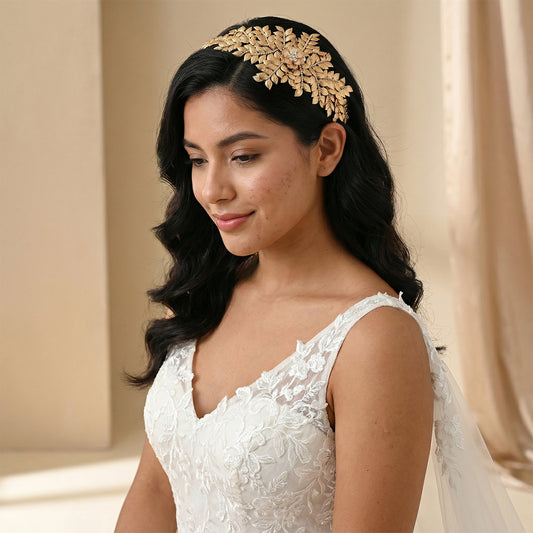 Bridella BHP510-G Gold Rhinestone Crown