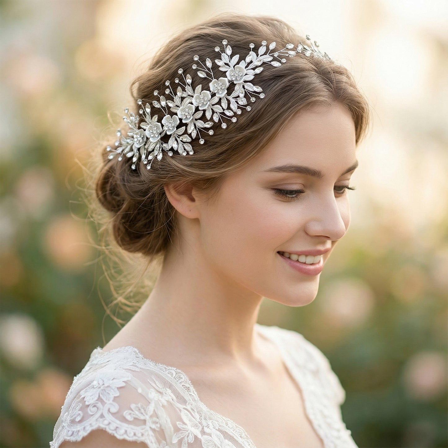 Bridella BHP349-S Silver Rhinestone Headband