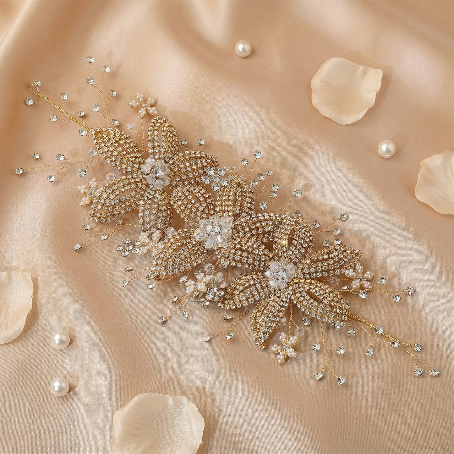 Bridella BHP252-G Gold Rhinestone & Crystal Tiara