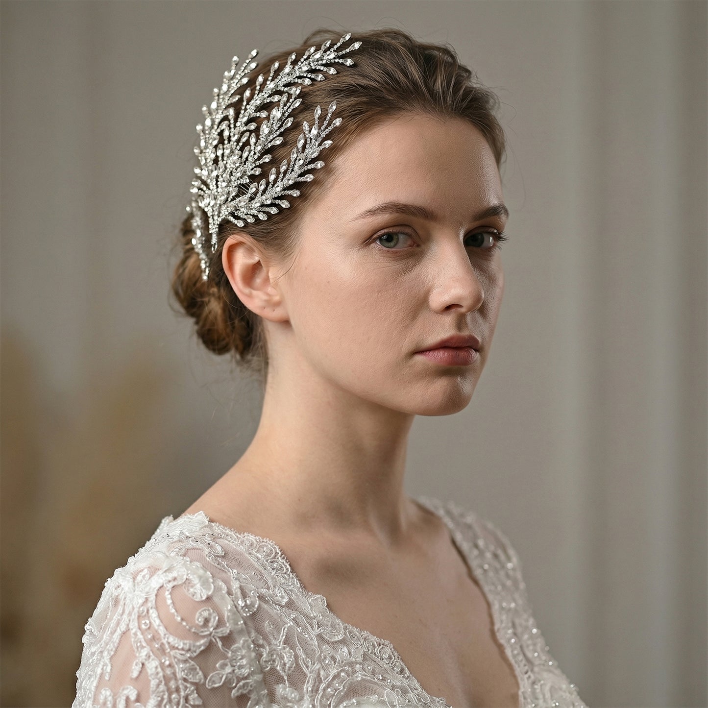 Bridella BHP498-S Silver Rhinestone Hair Comb