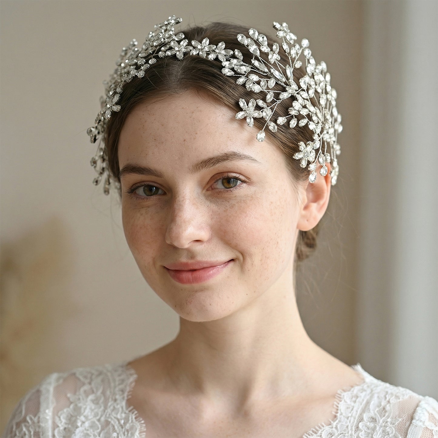 Bridella BHP414-S Silver Rhinestone Tiara