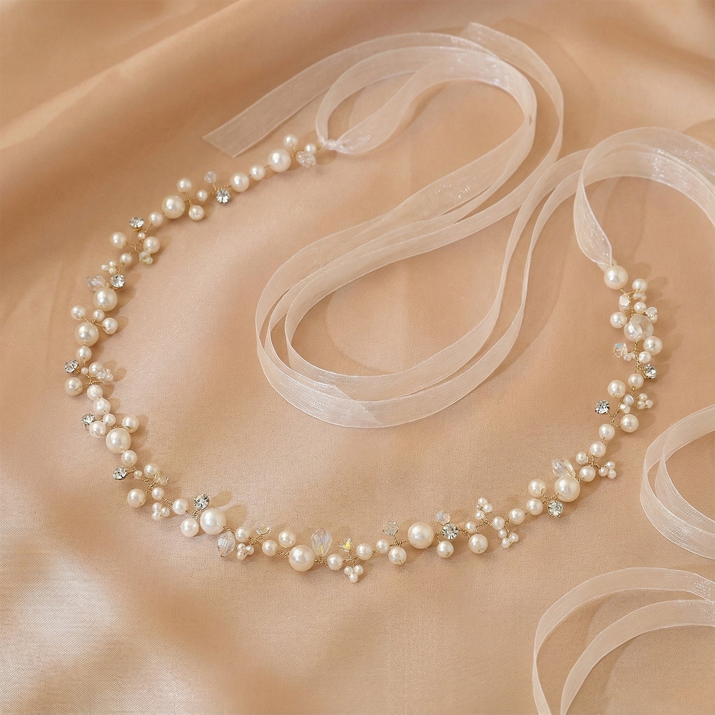 Bridella BHP03-G Gold Pearl Tiara