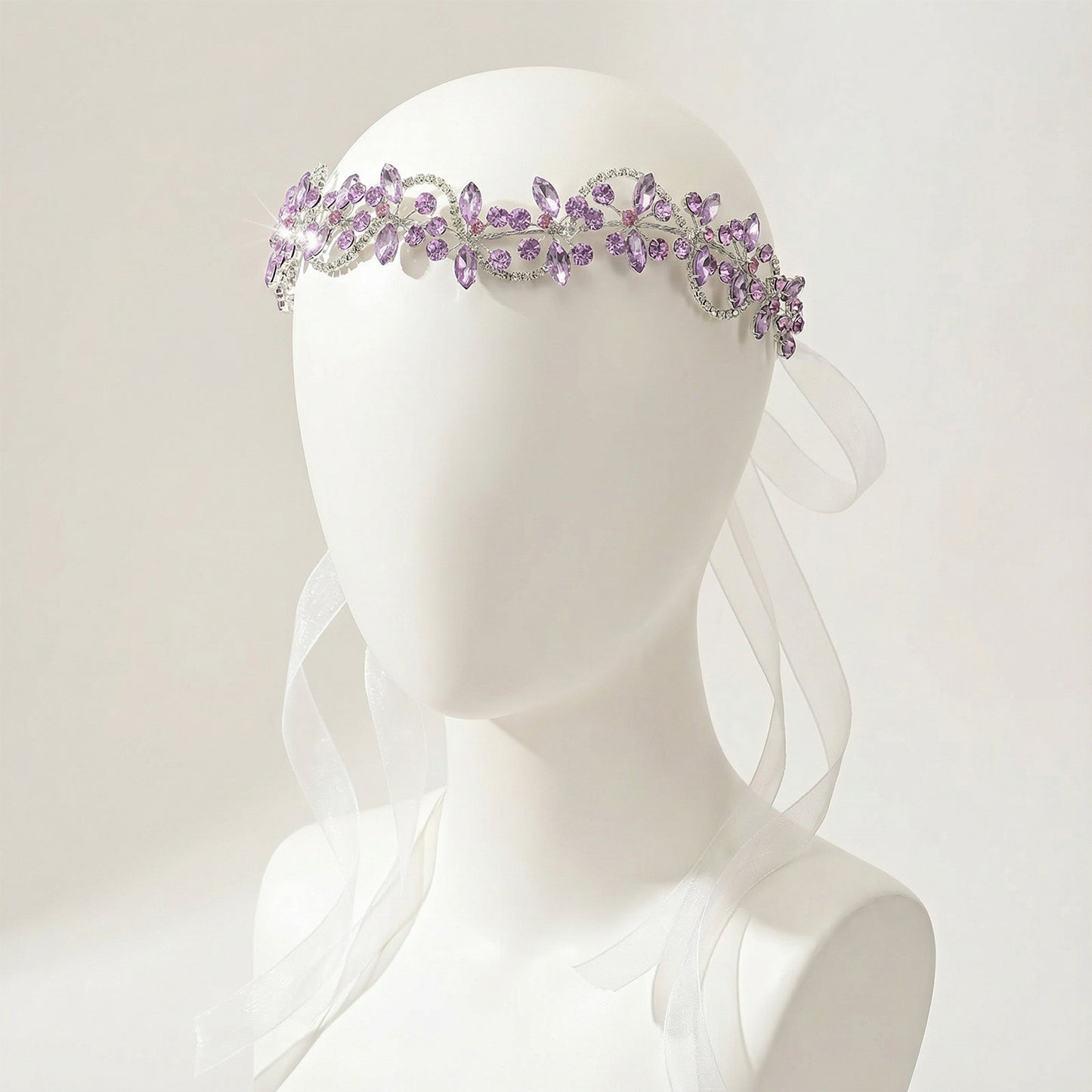 Bridella BHP266-Violet Ivory Rhinestone Headband