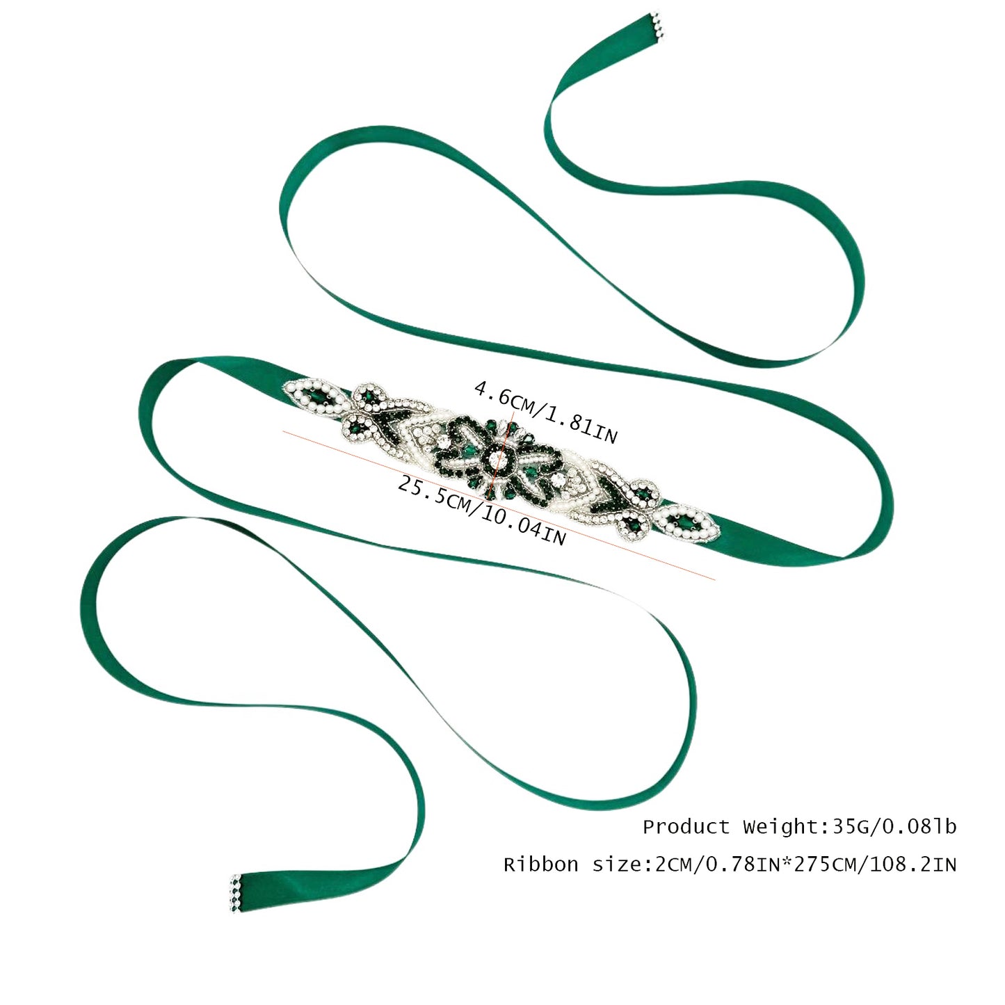 Emerald Rhinestone Pearl Bridal Belt Bridella BS208KL