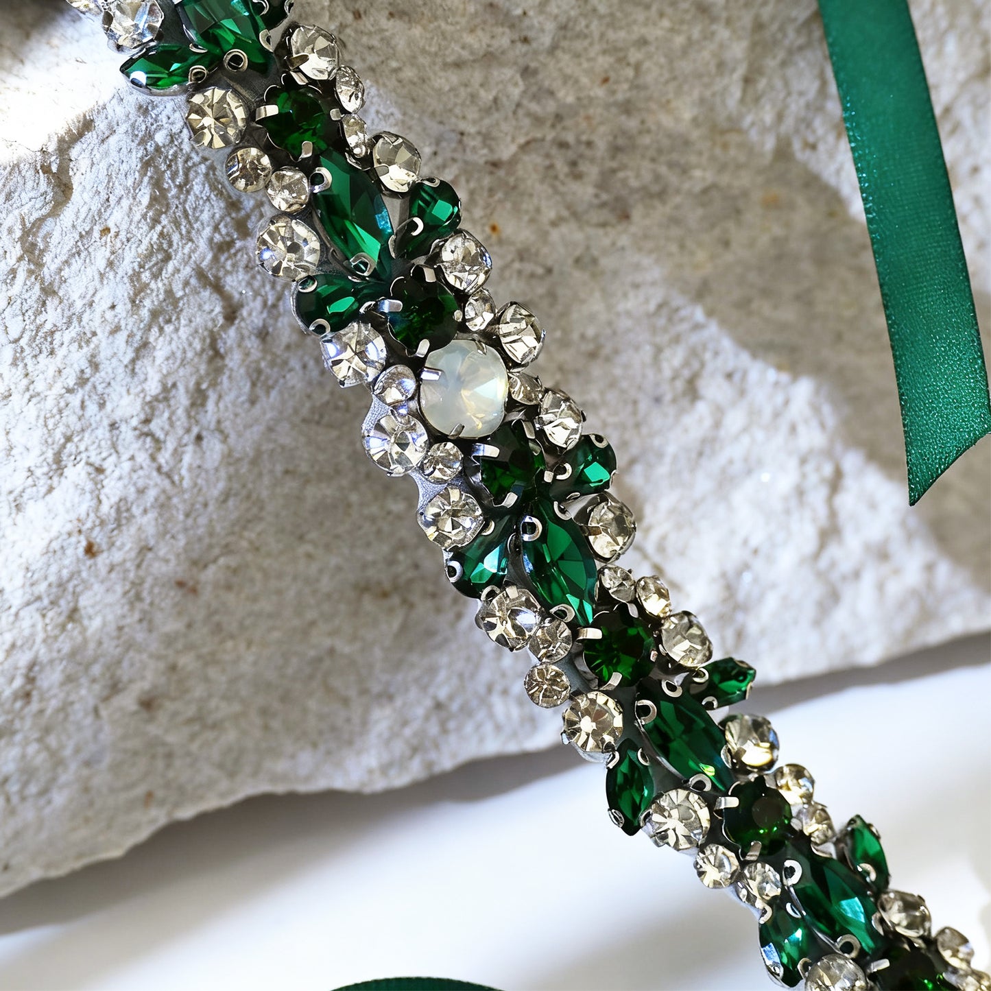 Emerald Green Rhinestone Pearl Bridal Sash Wedding Dress Belt – Bridella BS113KL