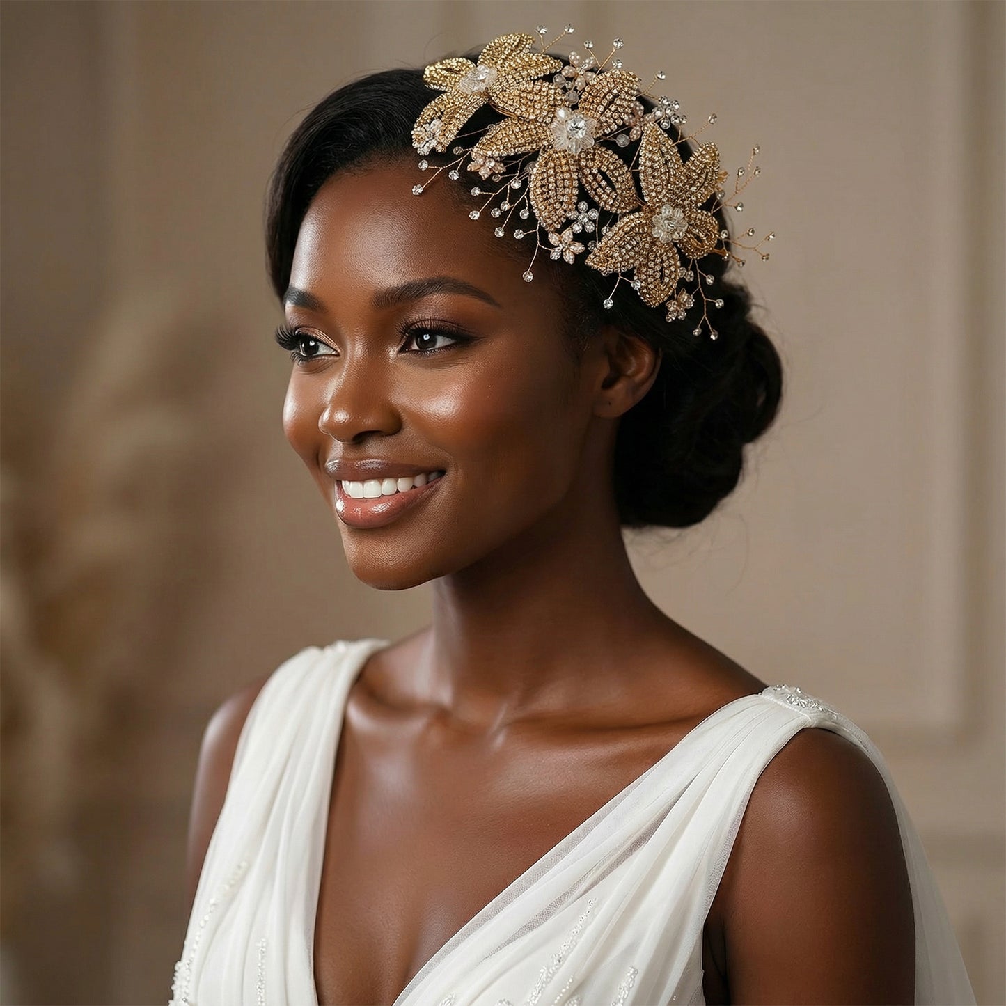 Bridella BHP252-G Gold Rhinestone & Crystal Tiara