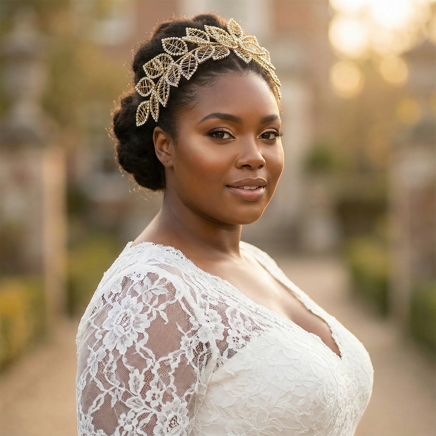 Gold Rhinestone Crown Bridal Tiara - Bridella BHP256-XG
