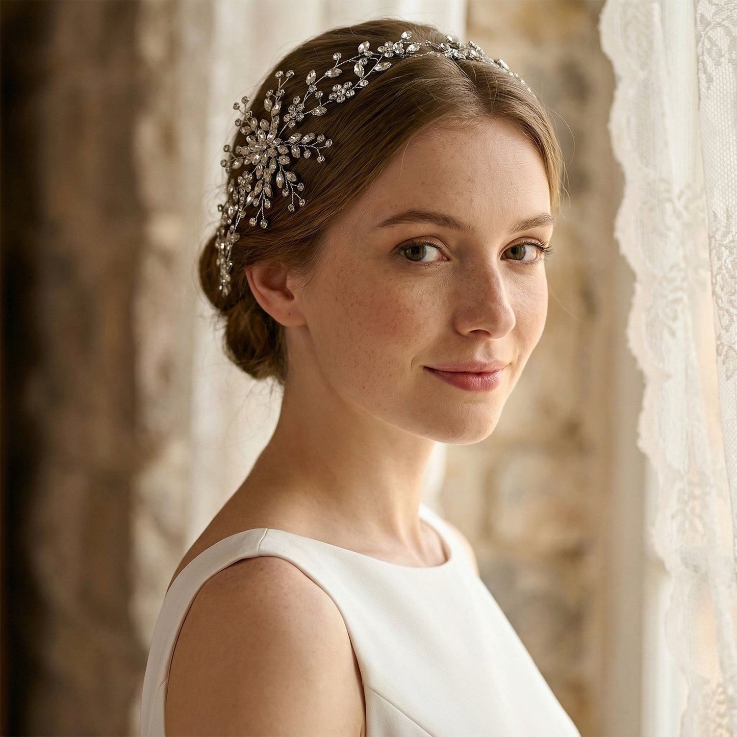 Bridella BHP242-S Silver Rhinestone Tiara