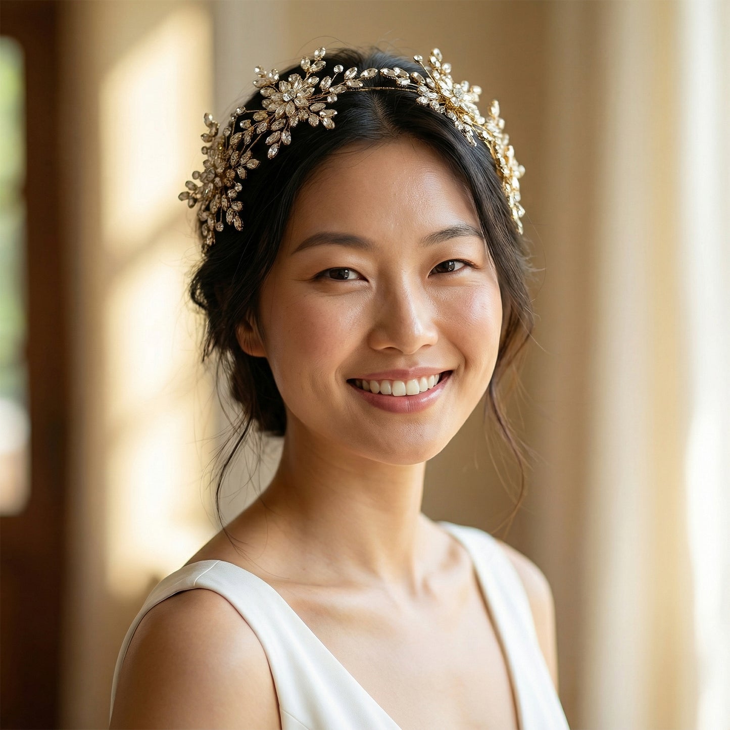 Bridella BHP389-G Gold Rhinestone Crown