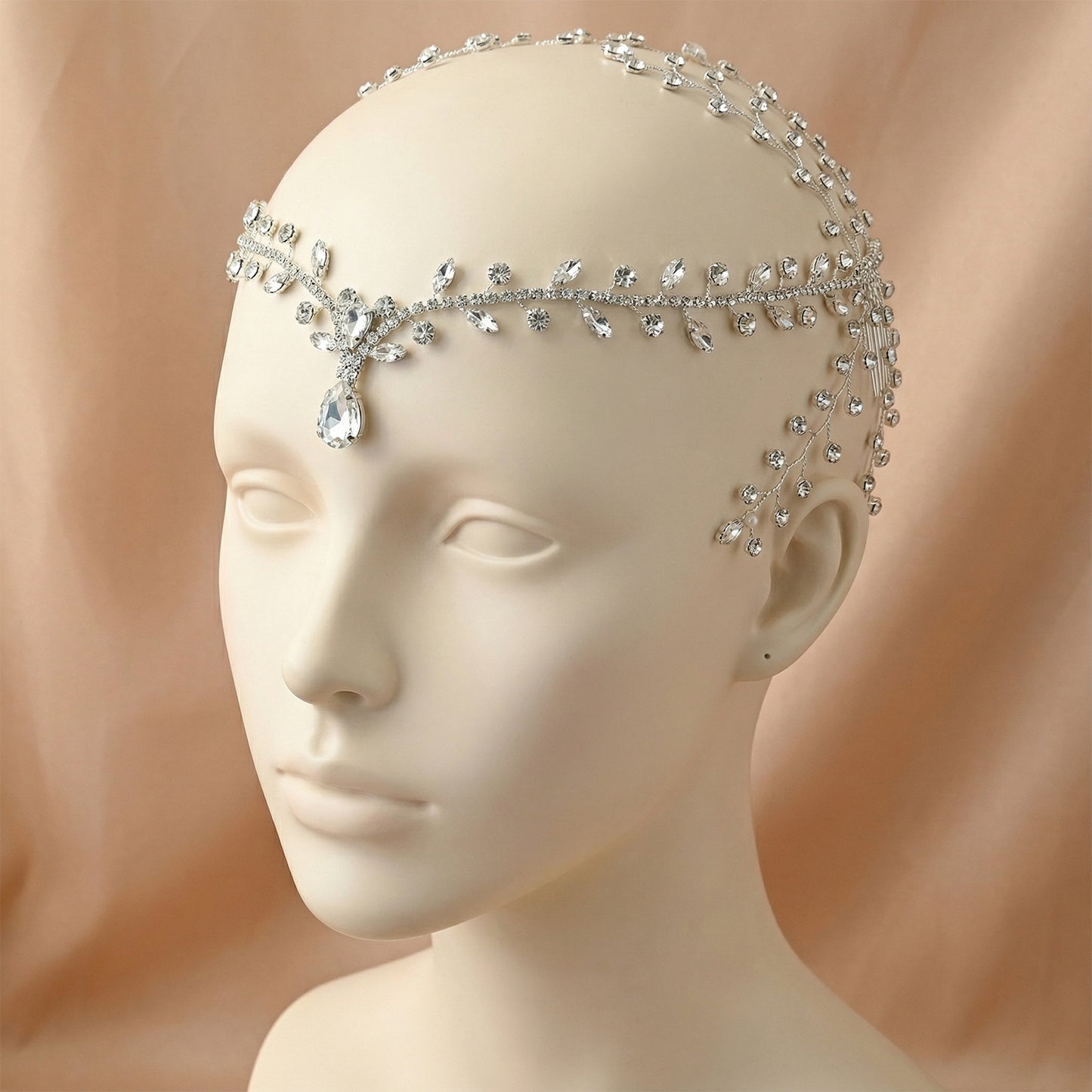 Bridella BHP466-S Silver Rhinestone & Pearl Tiara