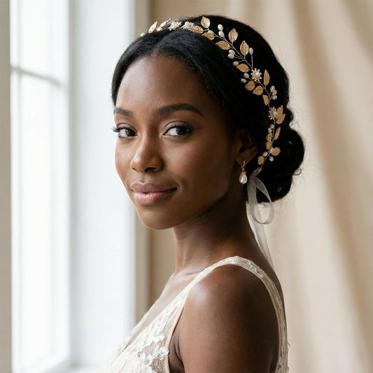 Bridella BHP110 Gold Pearl & Alloy Headband