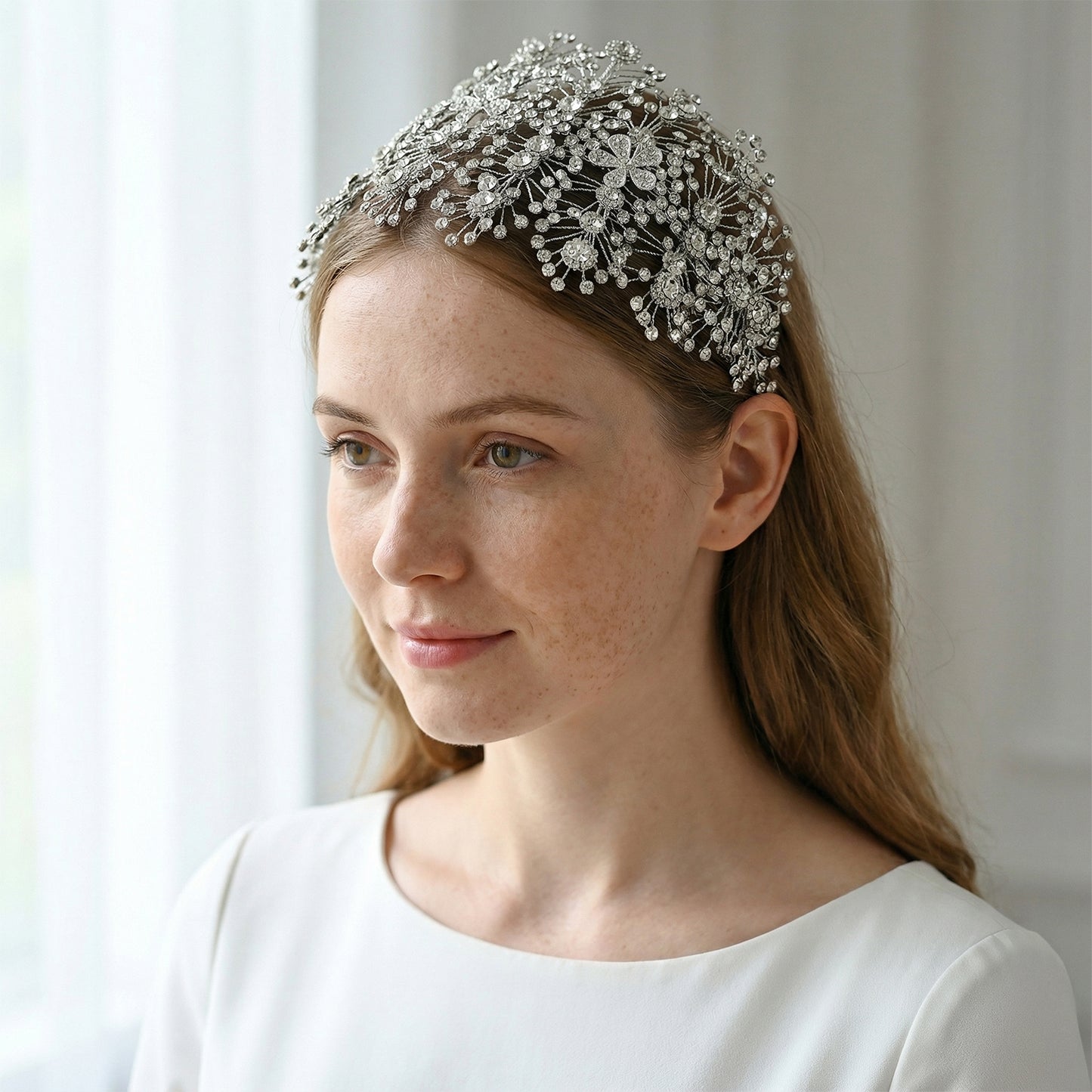 Bridella BHP240-S Silver Rhinestone Headband