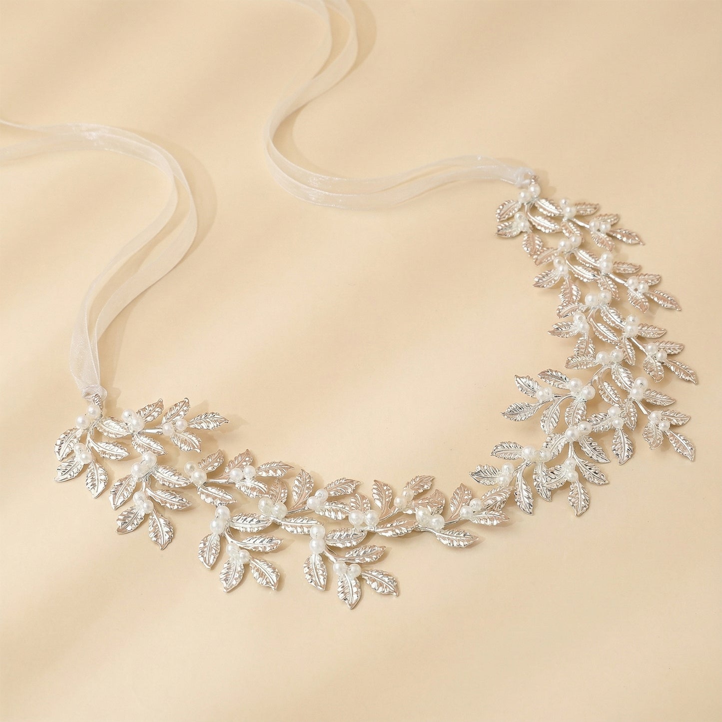 Bridella BHP353-S Silver Pearl & Alloy Headband