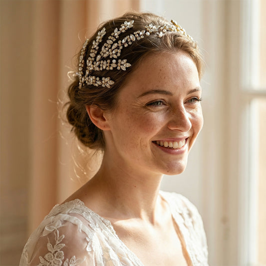 Bridella BHP425-G Gold Rhinestone Crown