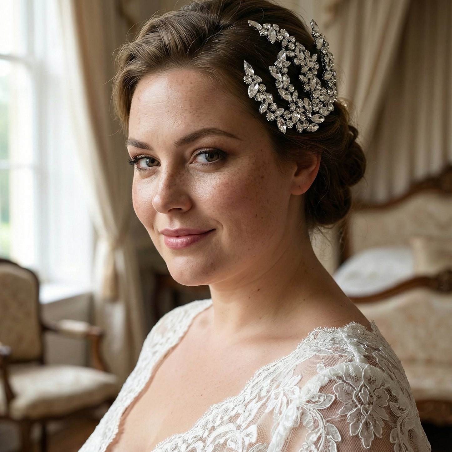 Bridella BHP489-S Silver Rhinestone Hair Comb