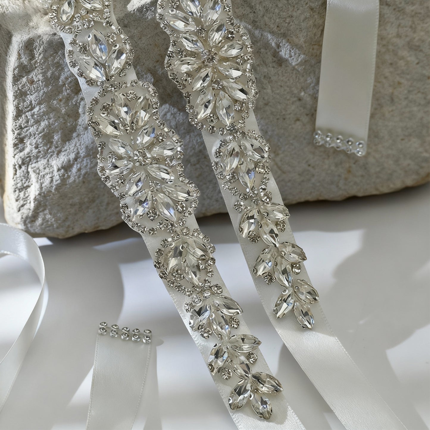 Bridella BS75 Off White Rhinestone Belt