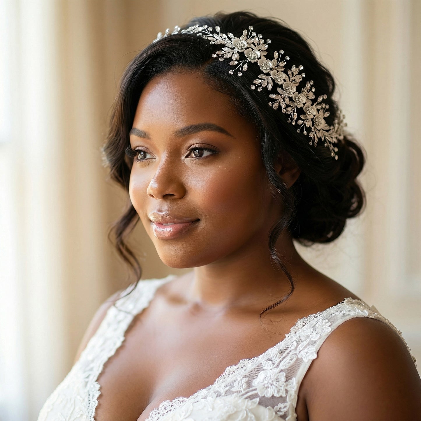 Bridella BHP349-S Silver Rhinestone Headband