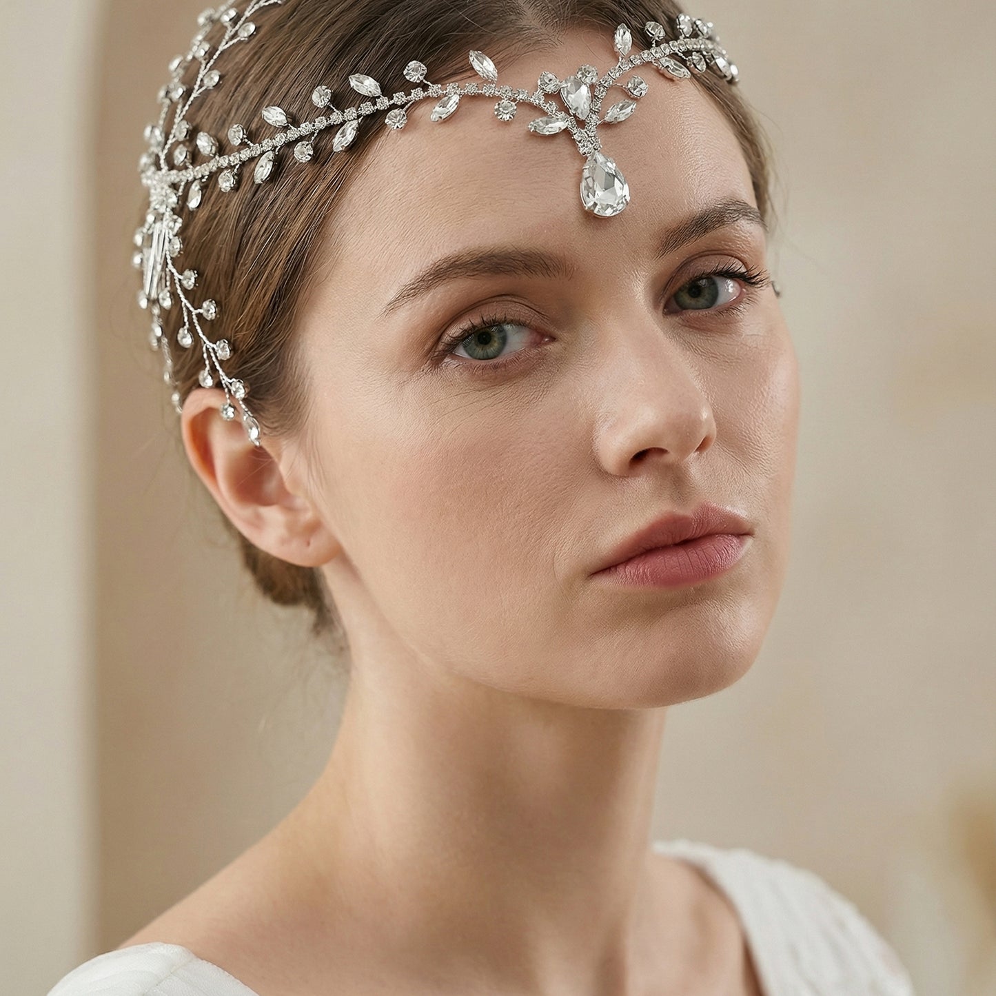 Bridella BHP466-S Silver Rhinestone & Pearl Tiara