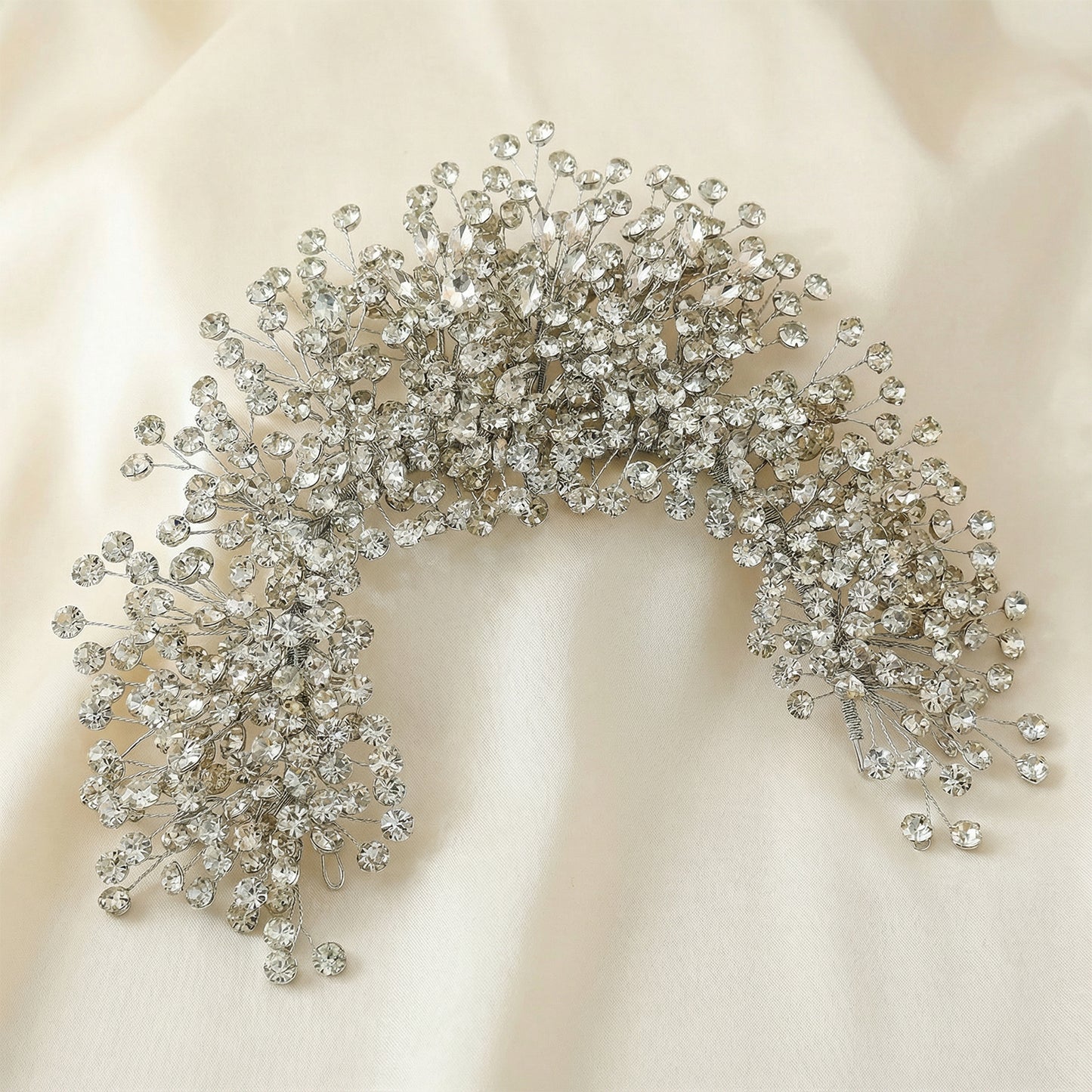 Bridella BHP376-S Silver Rhinestone Crown