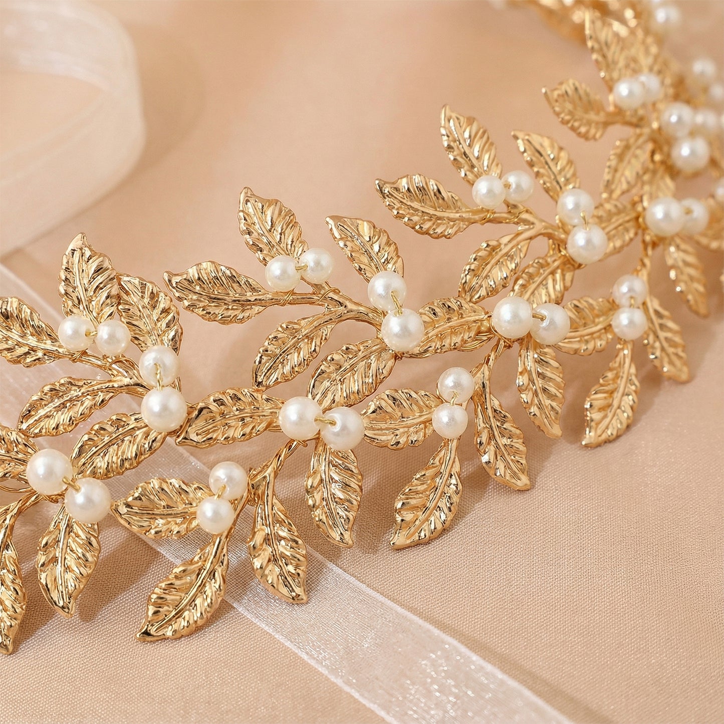 Bridella BHP353 Gold Pearl & Alloy Headband