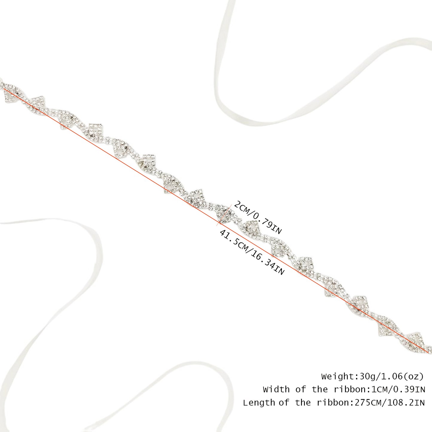Off White Rhinestone Bridal Belt Wedding Sash - Bridella BS266