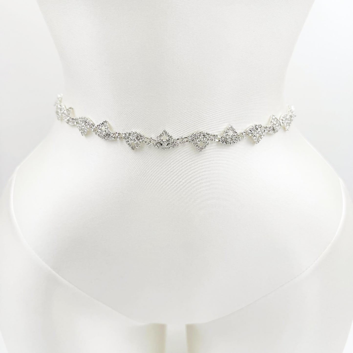 Off White Rhinestone Bridal Belt Wedding Sash - Bridella BS266