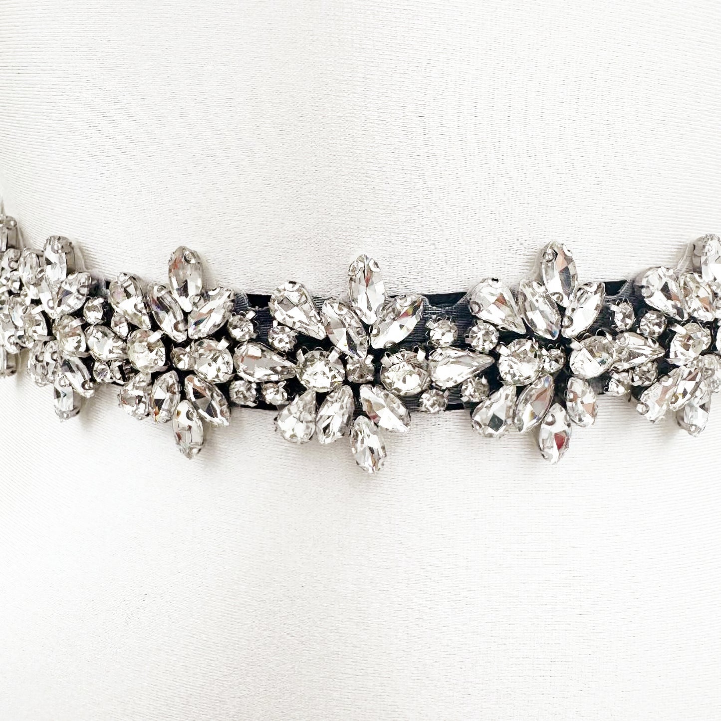 Black Rhinestone Elastic Bridal Belt Luxury - Bridella BS269-D