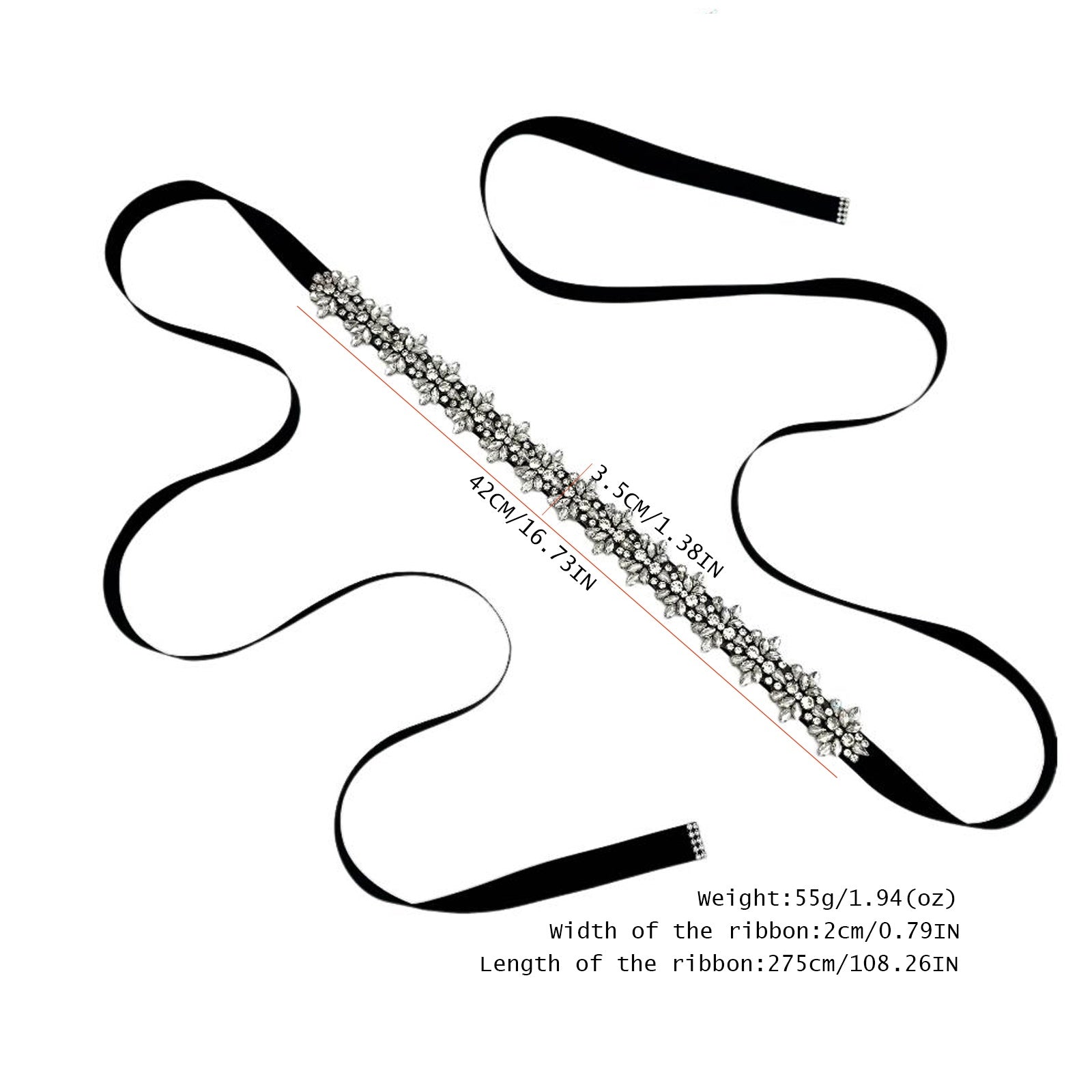 BS269 black rhinestone belt