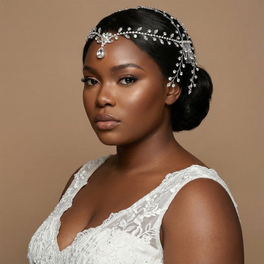 Bridella BHP466-S Silver Rhinestone & Pearl Tiara