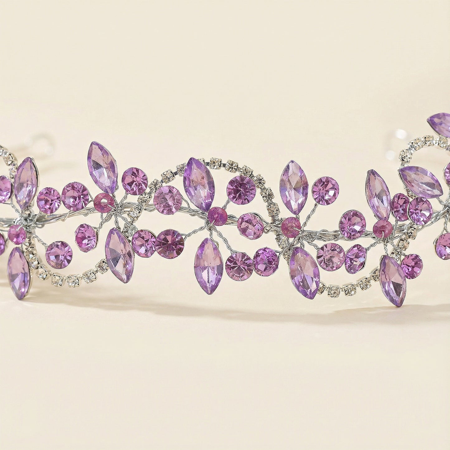 Bridella BHP266-Violet Ivory Rhinestone Headband