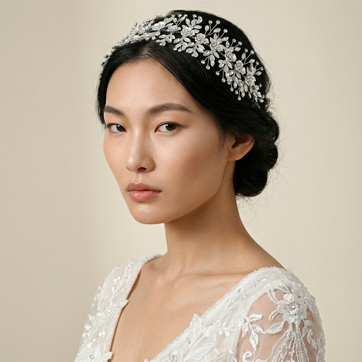 Bridella BHP349-S Silver Rhinestone Headband