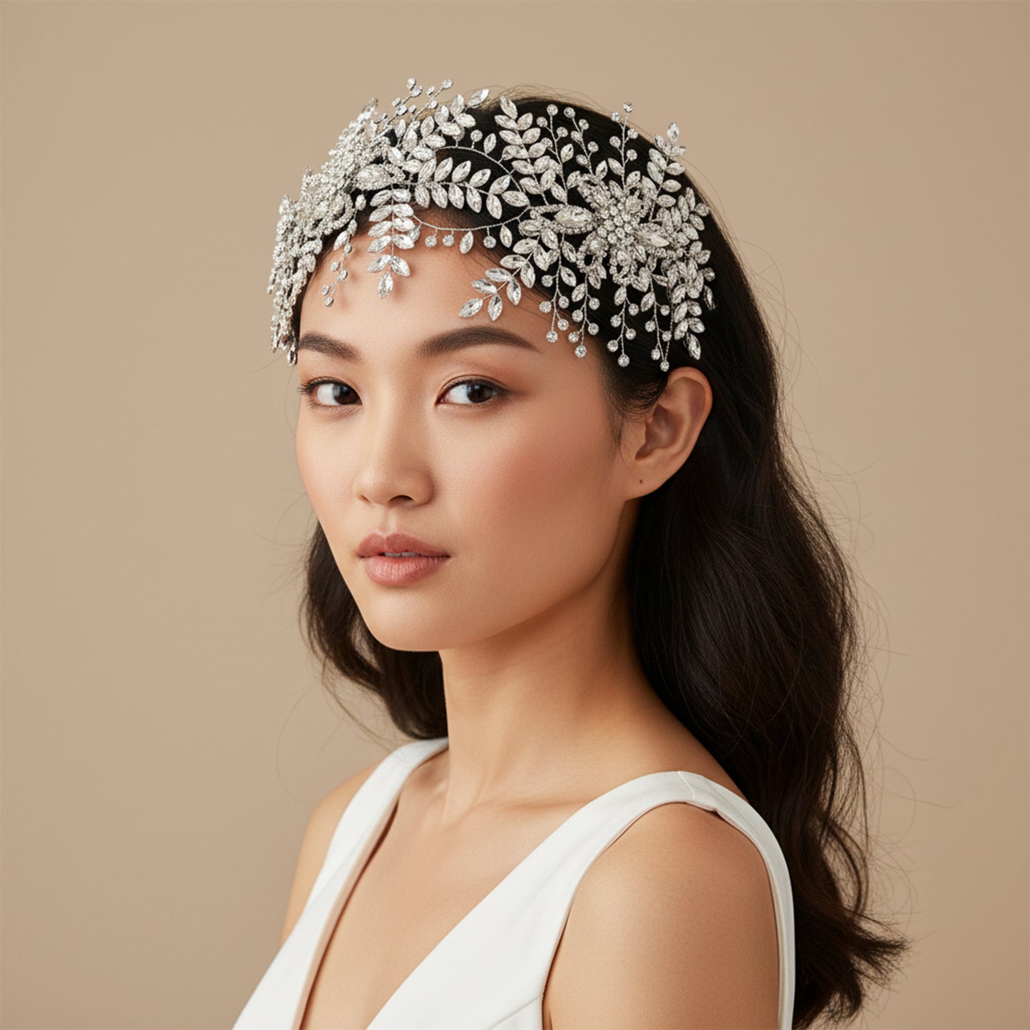 Bridella BHP409-S Silver Rhinestone Tiara