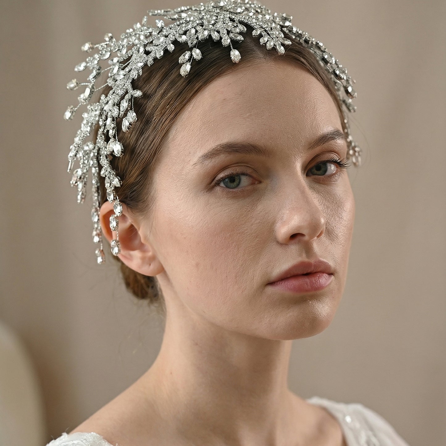 Bridella BHP482-S Silver Rhinestone Tiara