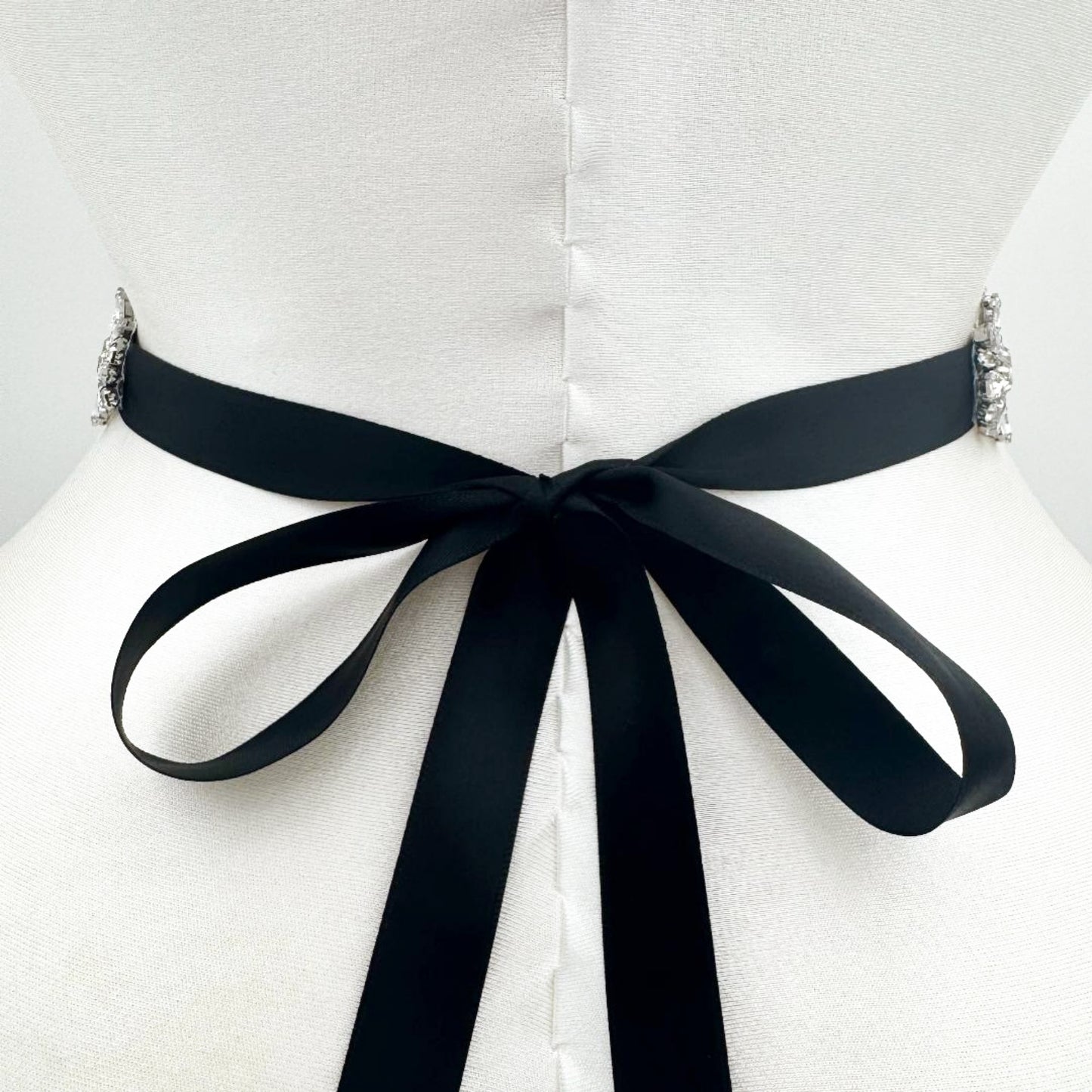 Black Rhinestone Elastic Bridal Belt Luxury - Bridella BS269-D