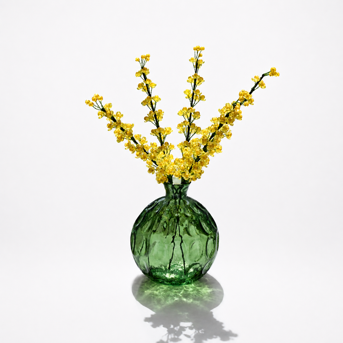 Artificial Yellow Crystal Beaded Acacia Flower Stem K03