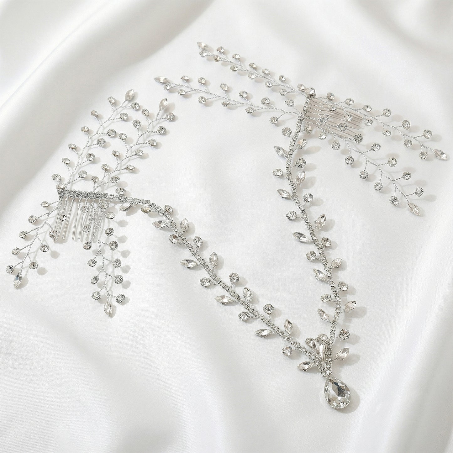 Bridella BHP466-S Silver Rhinestone & Pearl Tiara