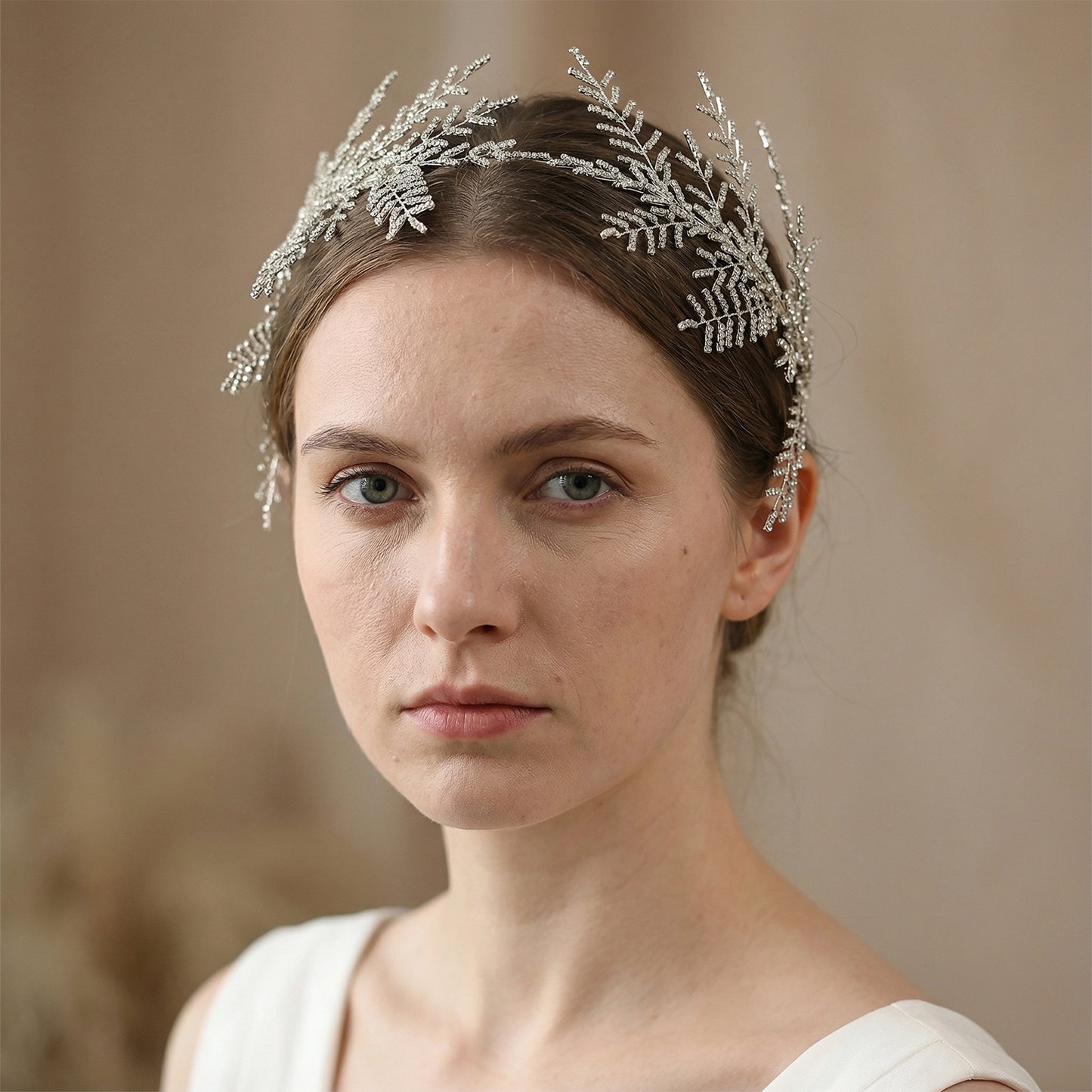 Bridella BHP493-S Silver Rhinestone Crown