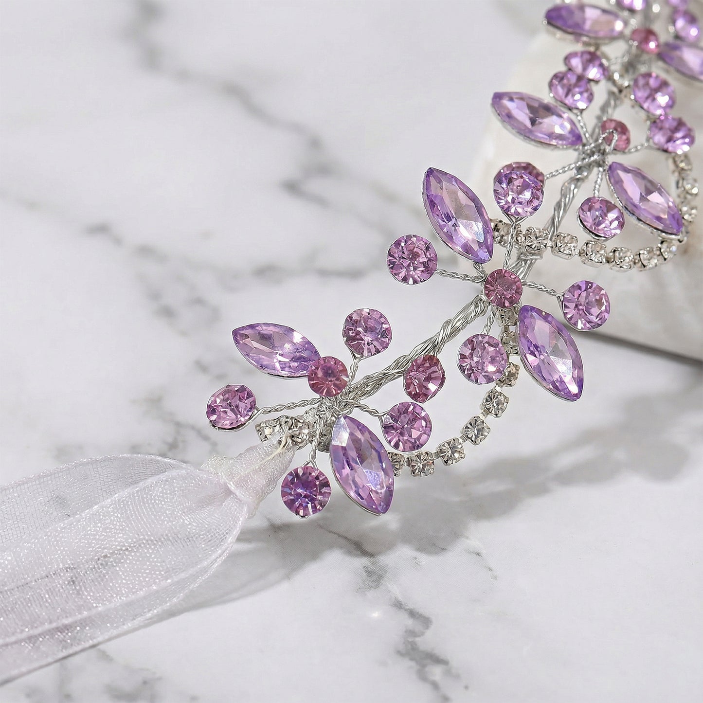 Bridella BHP266-Violet Ivory Rhinestone Headband