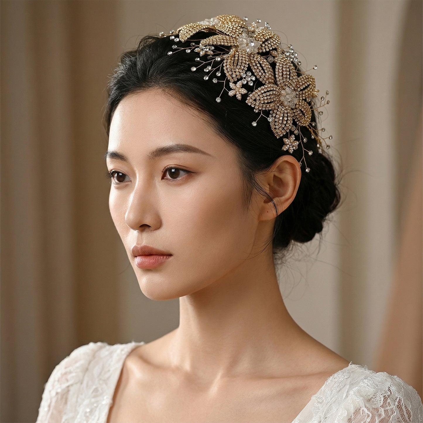 Bridella BHP252-G Gold Rhinestone & Crystal Tiara