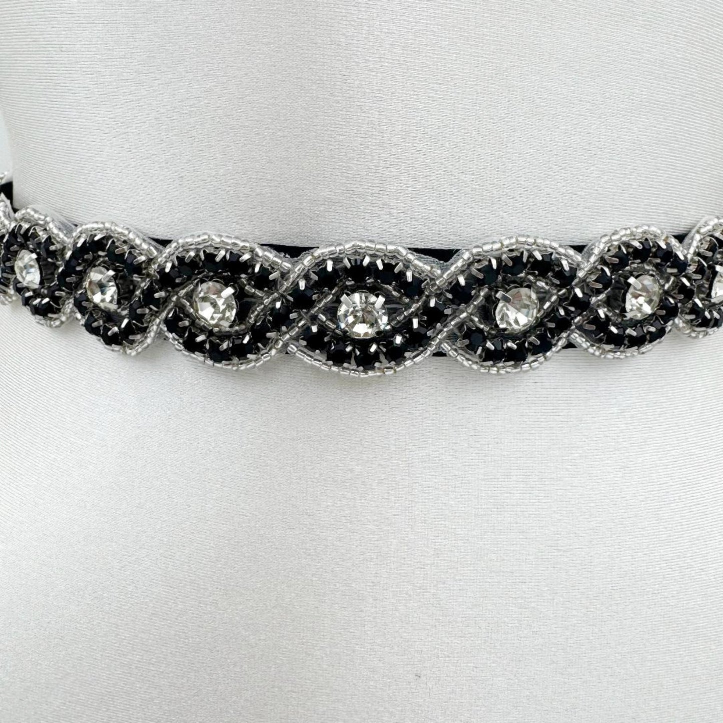 Black Rhinestone Belt - Bridella BS28BK