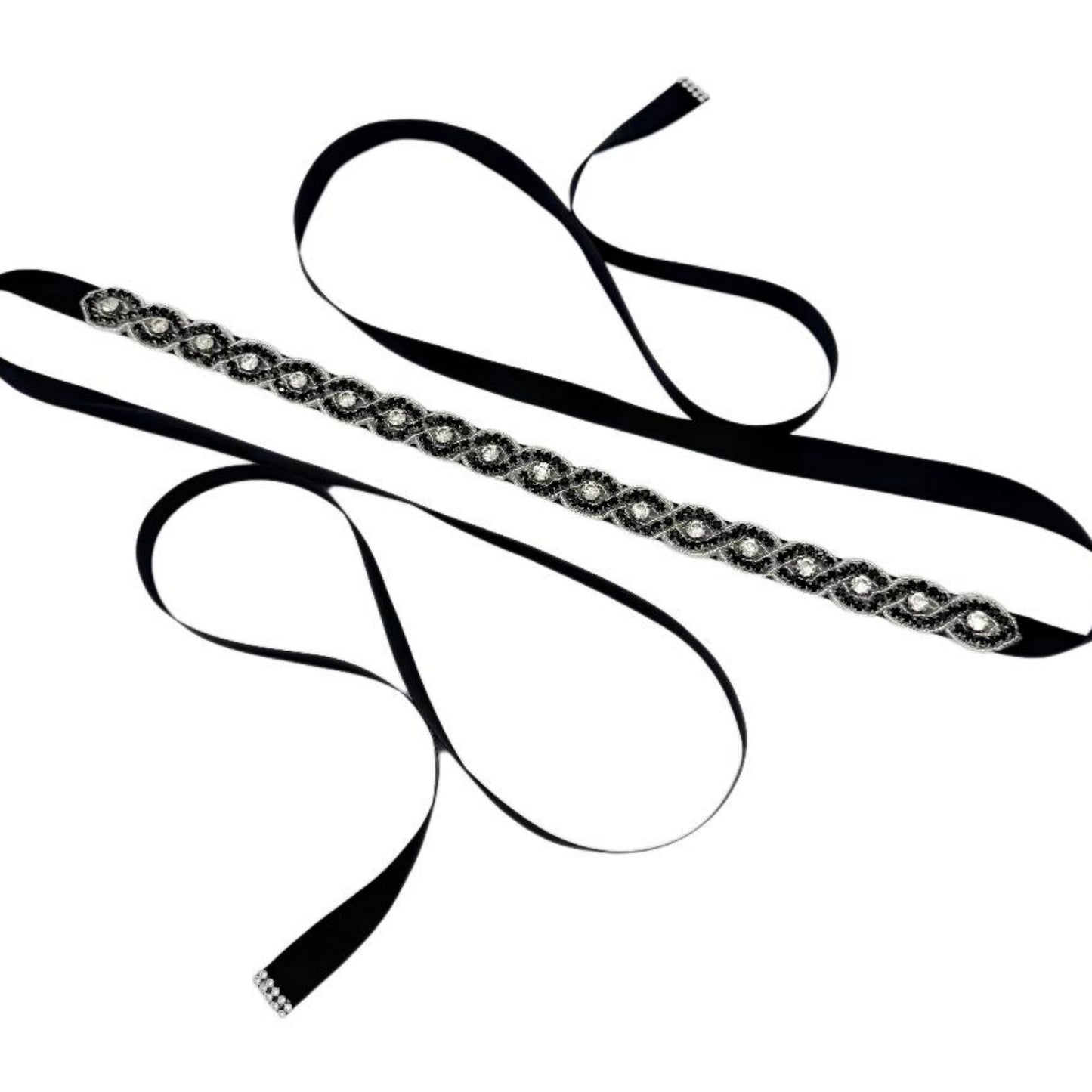 Black Rhinestone Belt - Bridella BS28BK
