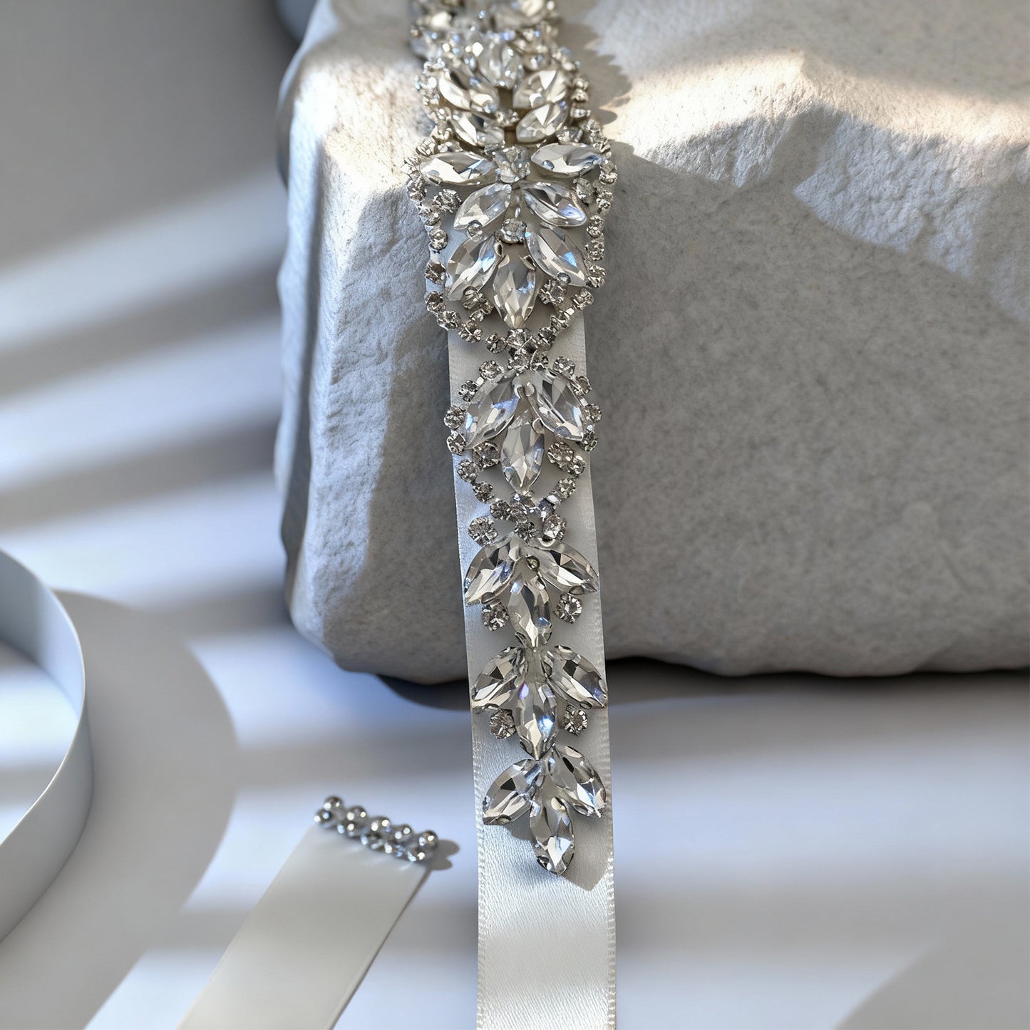Bridella BS75 Off White Rhinestone Belt