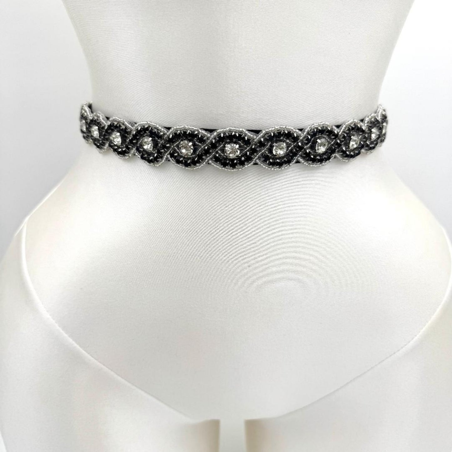 Black Rhinestone Belt - Bridella BS28BK